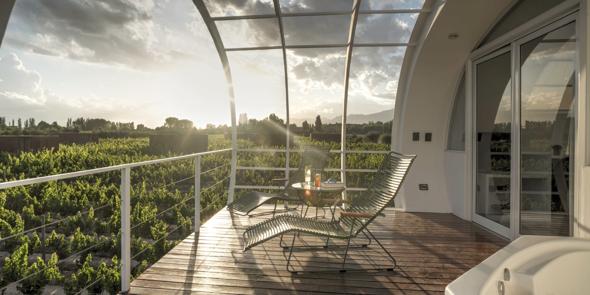 Vineyard Loft view at the Entre Cielos Wine & Wellness. A Vineyard Loft at Entre Cielos Wine & Wellness Hotel in Argentina.