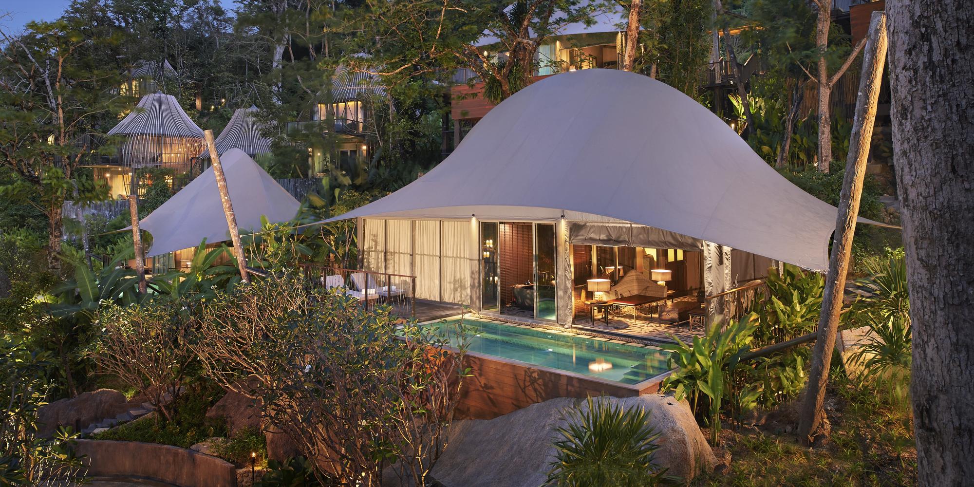 An image of tent Pool Villas at the Keemala resort in Phuket, Thailand. Tent Pool Villas at the Keemala resort in Phuket, Thailand.